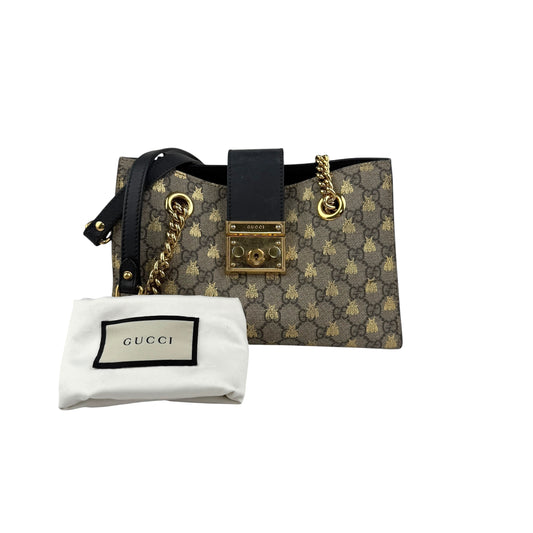 gucci padlock gg supreme bee print shoulder bag brown beige accessory