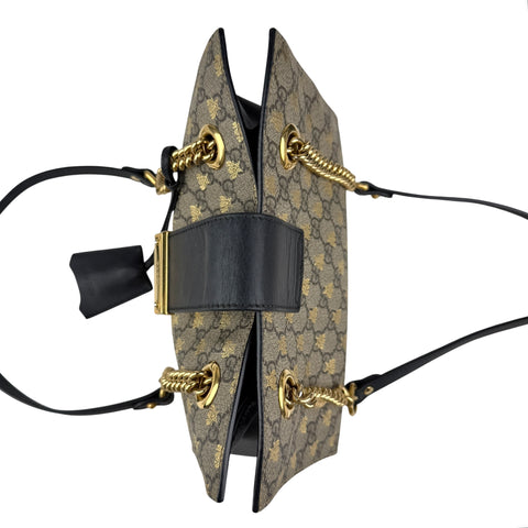gucci padlock gg supreme bee print shoulder bag brown beige top