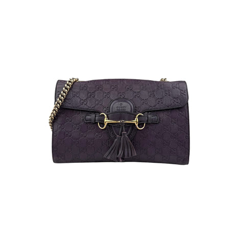 gucci purple guccissima leather emily chain shoulder bag front