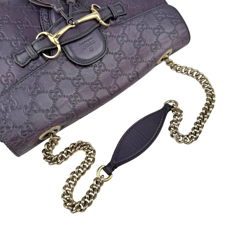 gucci purple guccissima leather emily chain shoulder bag handle detail
