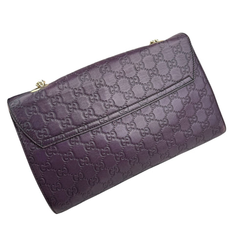 gucci purple guccissima leather emily chain shoulder bag left back 45