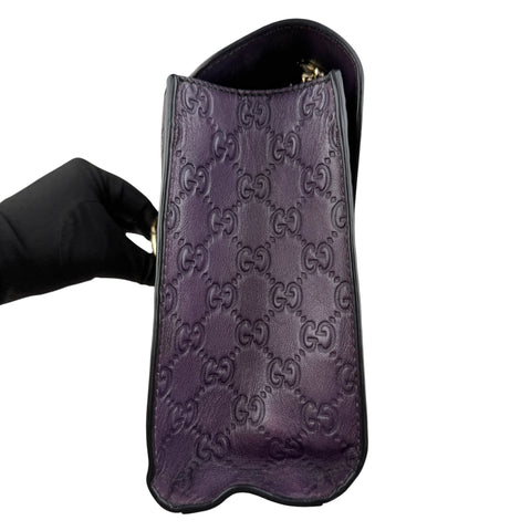 gucci purple guccissima leather emily chain shoulder bag left
