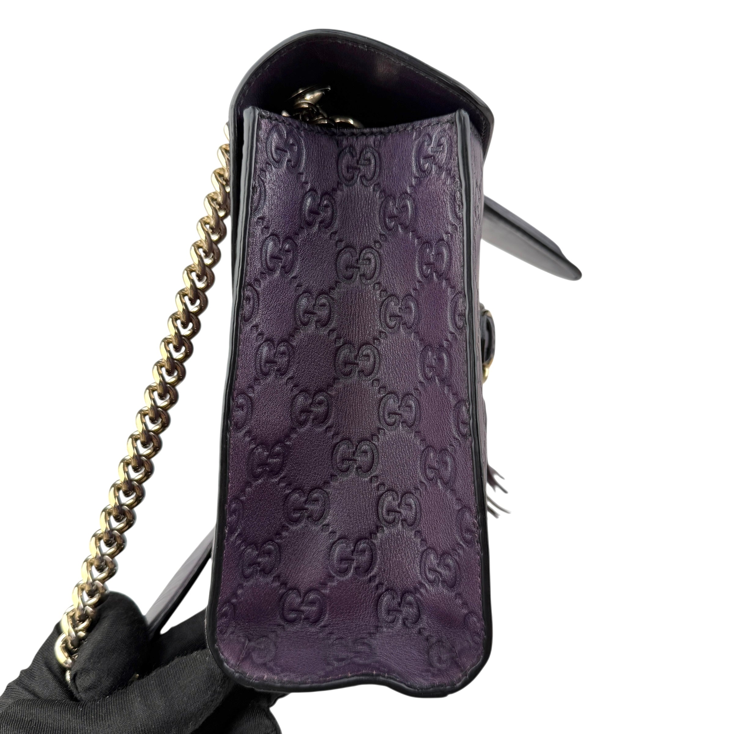gucci purple guccissima leather emily chain shoulder bag right