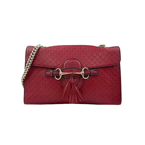 gucci red microguccissima leather medium emily chain shoulder bag front