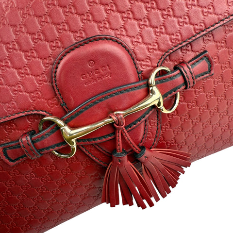 gucci red microguccissima leather medium emily chain shoulder bag hardware detail