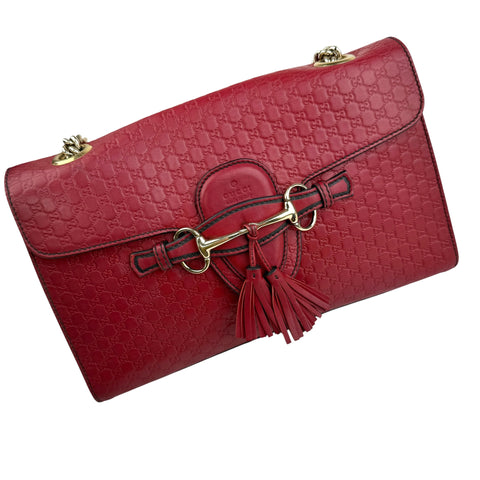 gucci red microguccissima leather medium emily chain shoulder bag left front 45