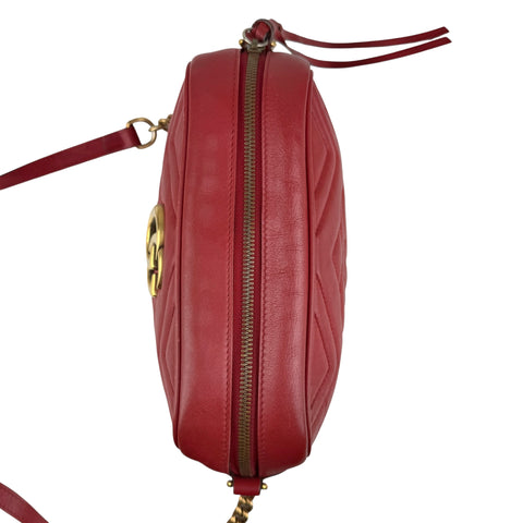 gucci red quilted leather marmont matelasse camera bag top