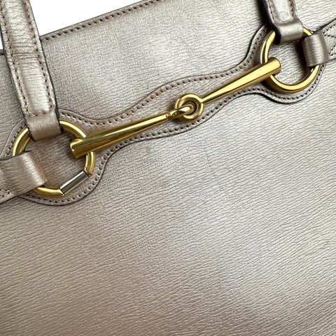gucci rose gold leather medium bright bit tote hardware detail