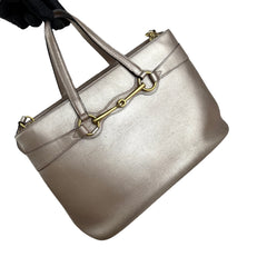 gucci rose gold leather medium bright bit tote left front 45