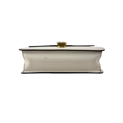 gucci sylvie white calfskin leather shoulder bag bottom