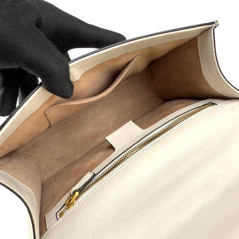 gucci sylvie white calfskin leather shoulder bag inside