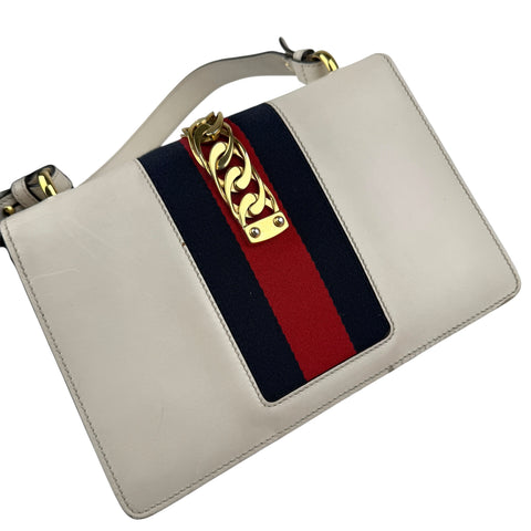 gucci sylvie white calfskin leather shoulder bag left back 45
