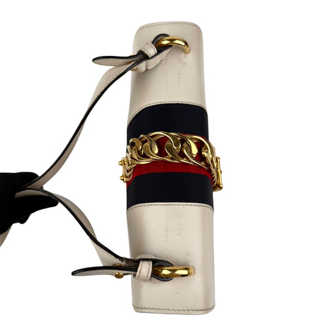 gucci sylvie white calfskin leather shoulder bag top