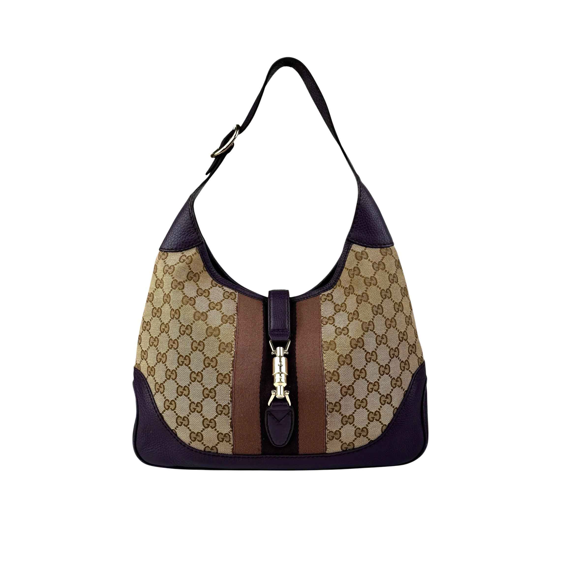 gucci web canvas jackie shoulder bag front