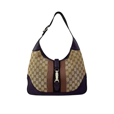 gucci web canvas jackie shoulder bag front