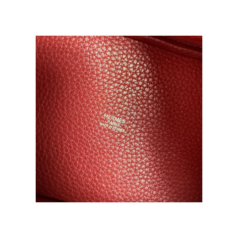 Hermes 18cm Bi-Color Rouge H/Brique Clemence Leather Picotin Lock Bag
