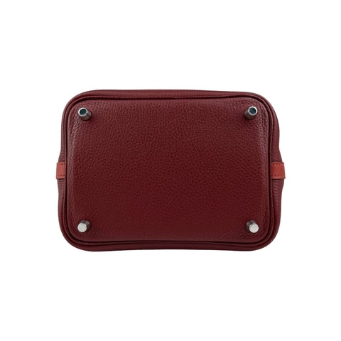 Hermes 18cm Bi-Color Rouge H/Brique Clemence Leather Picotin Lock Bag