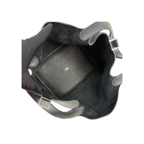 Hermes 22 Black Clemence Leather Picotin Lock Bag