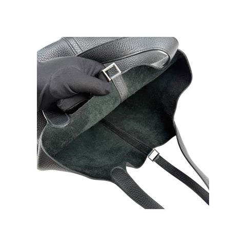 Hermes 22 Black Clemence Leather Picotin Lock Bag