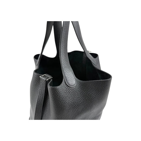 Hermes 22 Black Clemence Leather Picotin Lock Bag