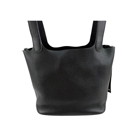 Hermes 22 Black Clemence Leather Picotin Lock Bag