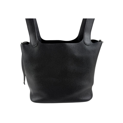 Hermes 22 Black Clemence Leather Picotin Lock Bag