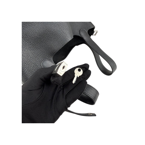 Hermes 22 Black Clemence Leather Picotin Lock Bag