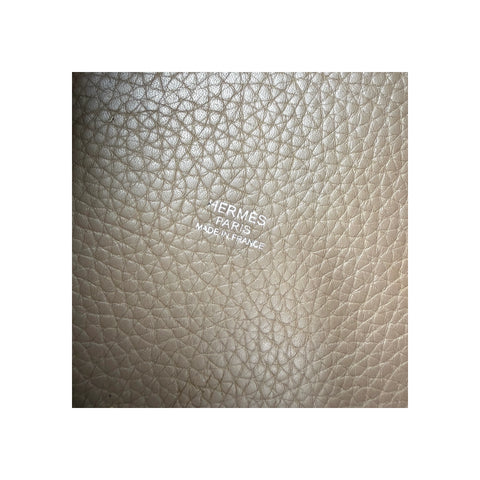 Hermes 22 Etoupe Clemence Leather Palladium Plated Picotin Bag