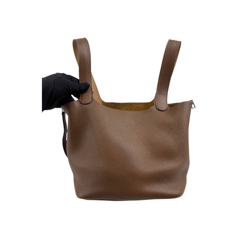 Hermès 22cm Gold Clemence Leather Palladium Plated Picotin Bag