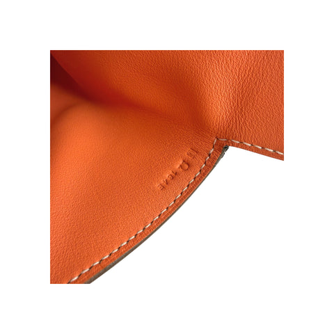Hermes 26cm Orange Swift Leather Palladium Plated Toolbox Bag