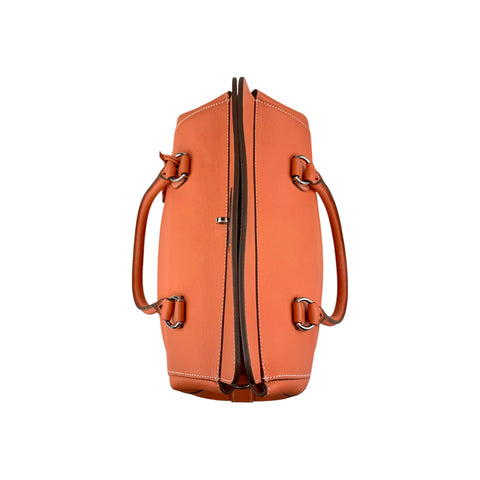 Hermes 26cm Orange Swift Leather Palladium Plated Toolbox Bag