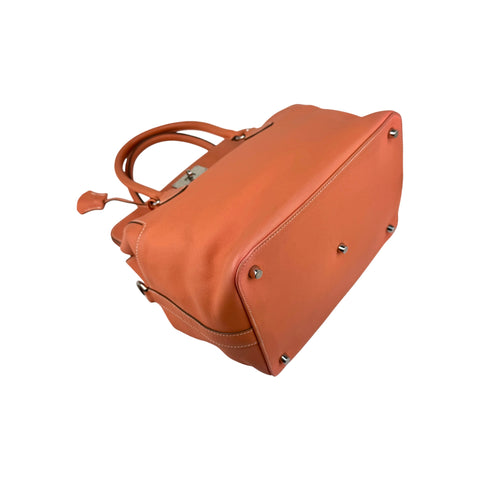 Hermes 26cm Orange Swift Leather Palladium Plated Toolbox Bag