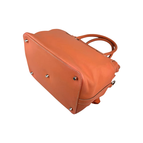 Hermes 26cm Orange Swift Leather Palladium Plated Toolbox Bag