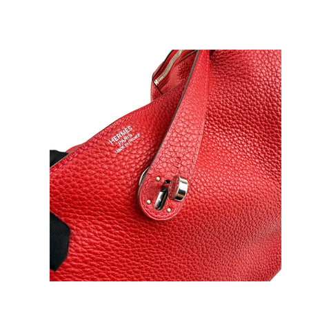 Hermès 34cm Rouge Vif Clemence Leather Palladium Plated Lindy Bag