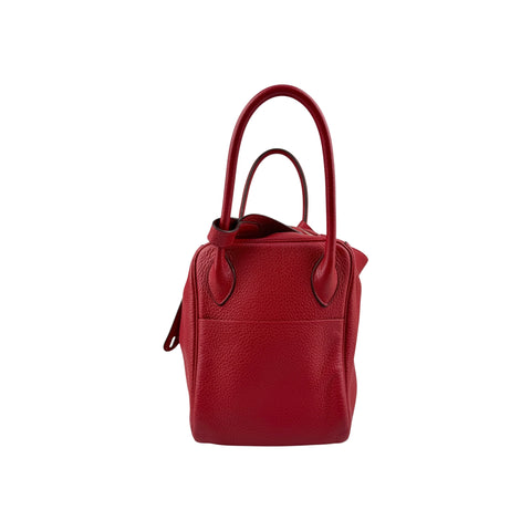 Hermès 34cm Rouge Vif Clemence Leather Palladium Plated Lindy Bag