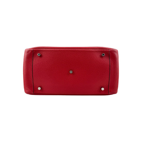 Hermès 34cm Rouge Vif Clemence Leather Palladium Plated Lindy Bag