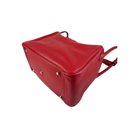 Hermès 34cm Rouge Vif Clemence Leather Palladium Plated Lindy Bag