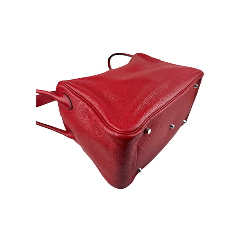 Hermès 34cm Rouge Vif Clemence Leather Palladium Plated Lindy Bag