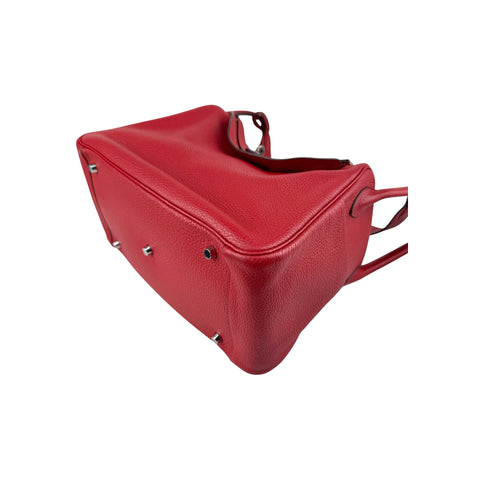 Hermès 34cm Rouge Vif Clemence Leather Palladium Plated Lindy Bag