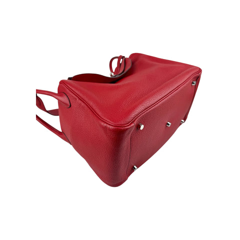 Hermès 34cm Rouge Vif Clemence Leather Palladium Plated Lindy Bag