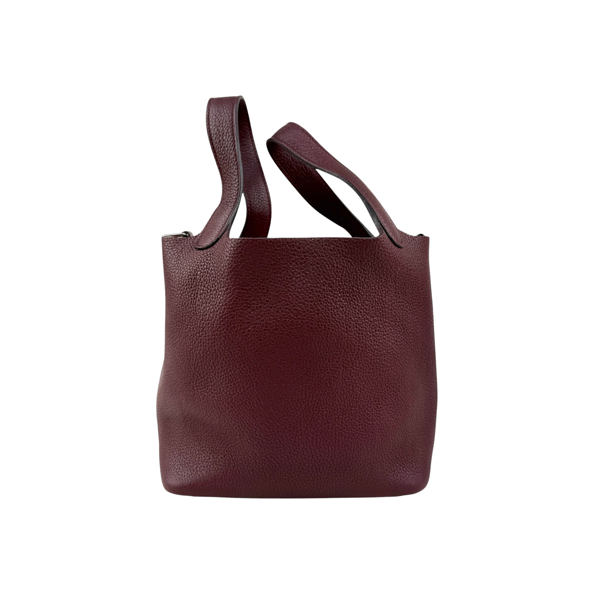 Pre-owned Hermès Picotin 18 bag in Rouge Sellier leather back view