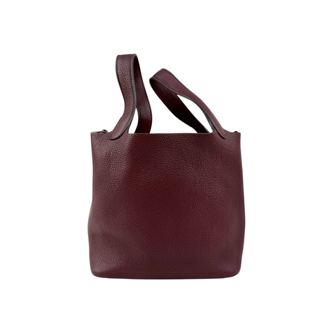 Pre-owned Hermès Picotin 18 bag in Rouge Sellier leather back view