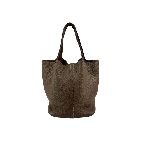 Hermès Picotin 22 Lock Bag in Etoupe Clemence Leather with Palladium Hardware