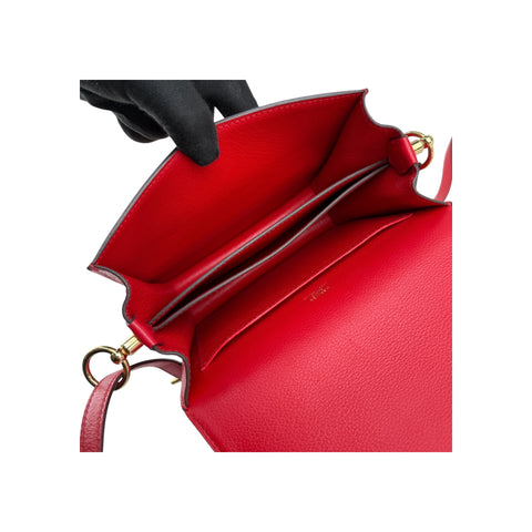 Hermès Rouge de Coeur Evercolor Leather Mini Roulis 18 Bag