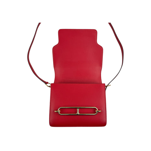 Hermès Rouge de Coeur Evercolor Leather Mini Roulis 18 Bag