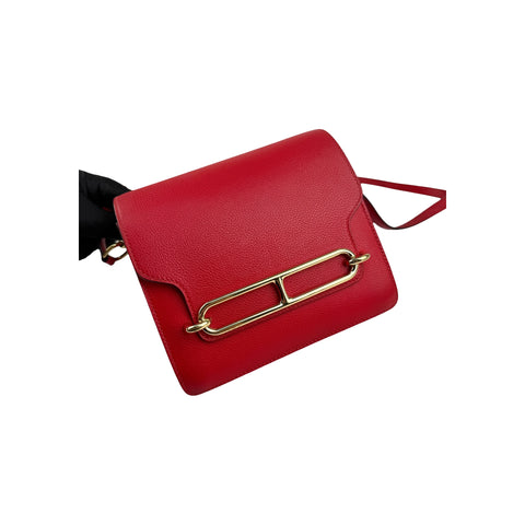 Hermès Rouge de Coeur Evercolor Leather Mini Roulis 18 Bag