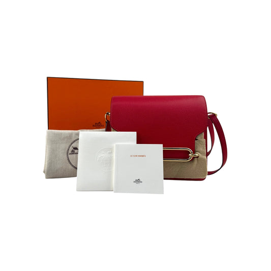 Hermès Rouge de Coeur Evercolor Leather Mini Roulis 18 Bag