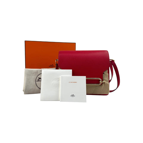 Hermès Rouge de Coeur Evercolor Leather Mini Roulis 18 Bag