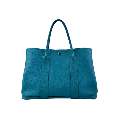Hermes Turquoise Negonda Leather Garden Party 36 Bag