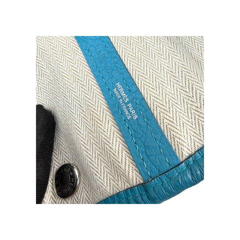 Hermes Turquoise Negonda Leather Garden Party 36 Bag